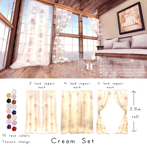+Half-Deer+ Fairy Curtains [Cream Set]