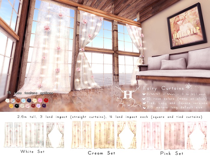 +Half-Deer+ Fairy Curtains [Cream Set]