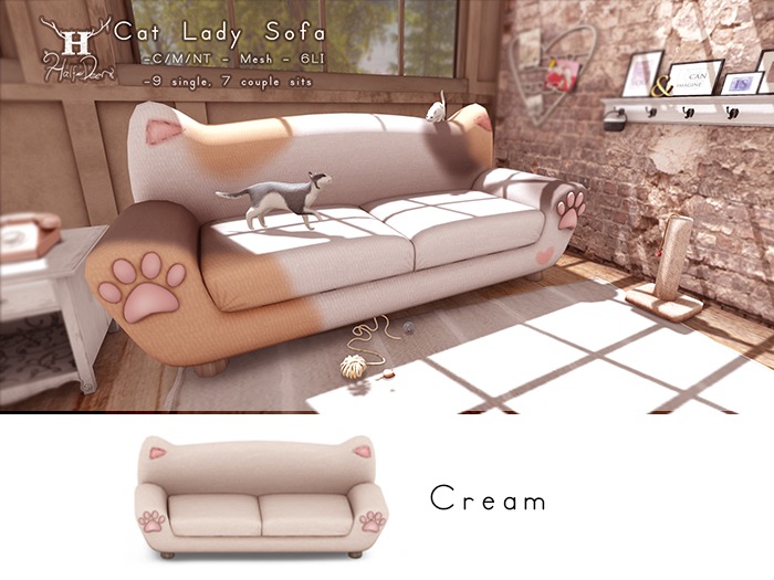 +Half-Deer+ Cat Lady Sofa [Cream] SLB15 Sale! 