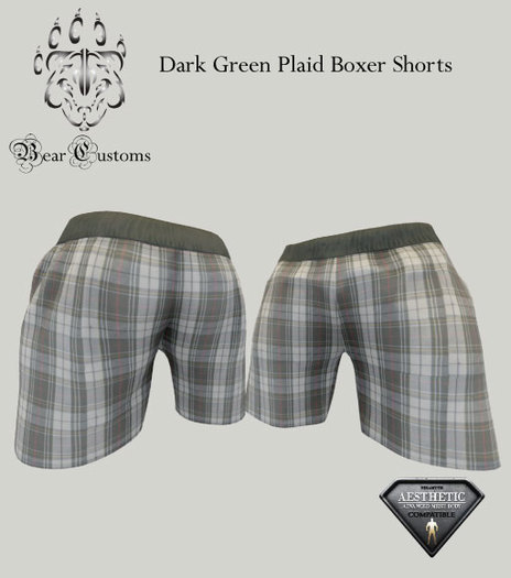Dark Green Plaid Boxer Short