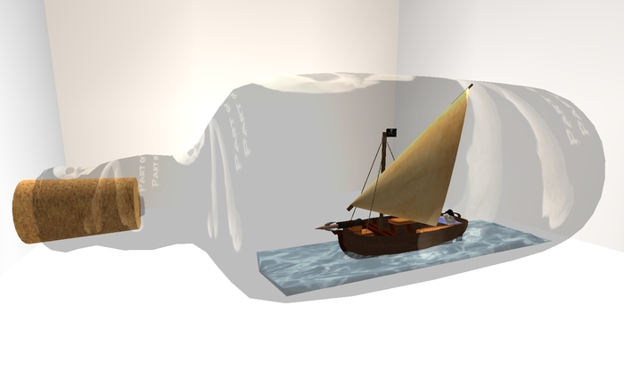  Migizi's Captian Ahab's Gunship Ship in a bottle 