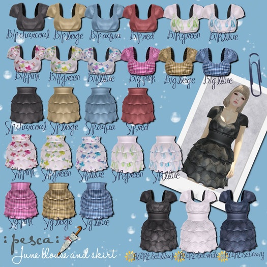 :pesca:june blouse gingham blue S