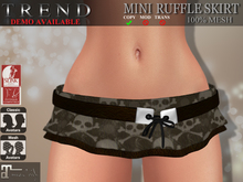 TREND - MINI RUFFLE SKIRT "SKULLS BLACK AND WHITE"