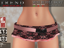 TREND - MINI RUFFLE SKIRT "SKULLS PINK OVER PINK"
