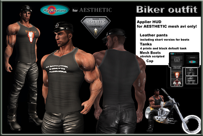 AESTHETIC MayCreations biker outfit leather pants tanks boots