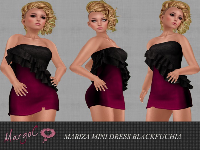 MARIZA  MINI DRESS  BLACKFUCHIA- MargoC