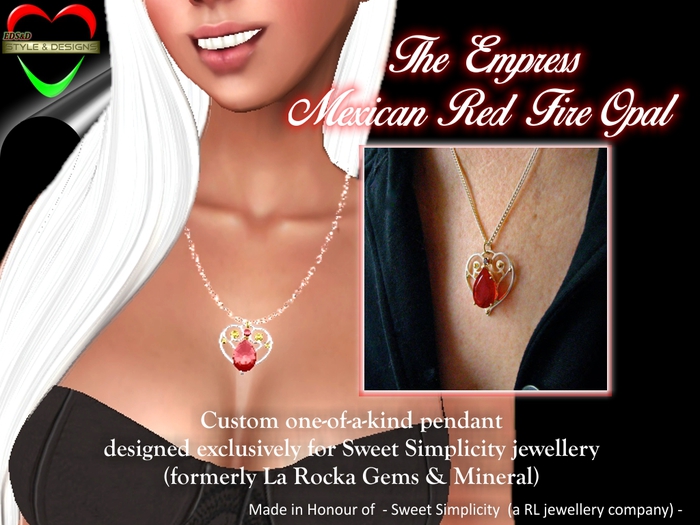 Sweet Simplicity Empress Mexican Red Fire Opal Pendant