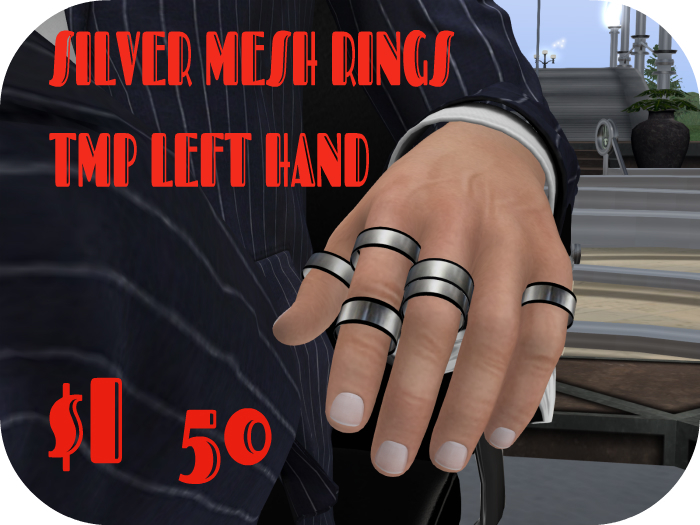 Silver mesh  rings TMP left hand