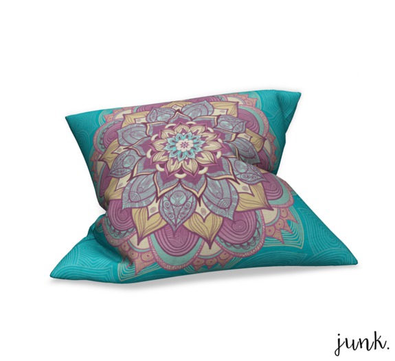 junk. oversized wall cushion. turquoise floral mandala.