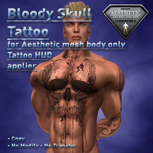 RS Bloody Skull Tattoo for Aesthetic
