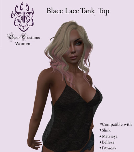 Bear Customs Black Rose Lace Tank