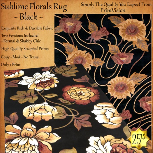 *PV* Sublime Florals Rug - Black