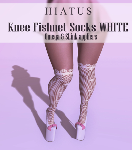 HIATUS - Knee Fishnet socks  WHITE