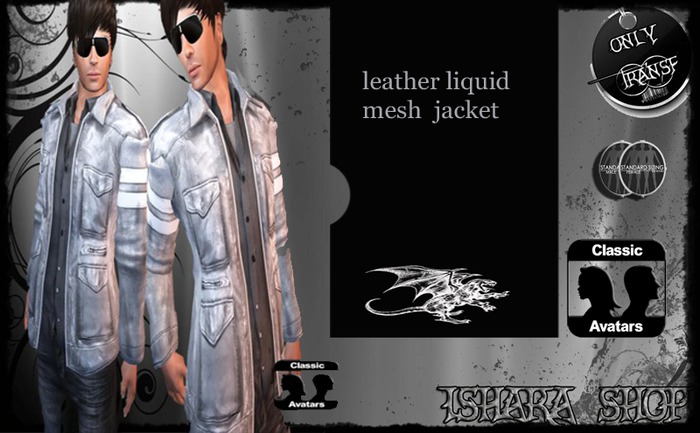 leather jacket liquid mesh  grey