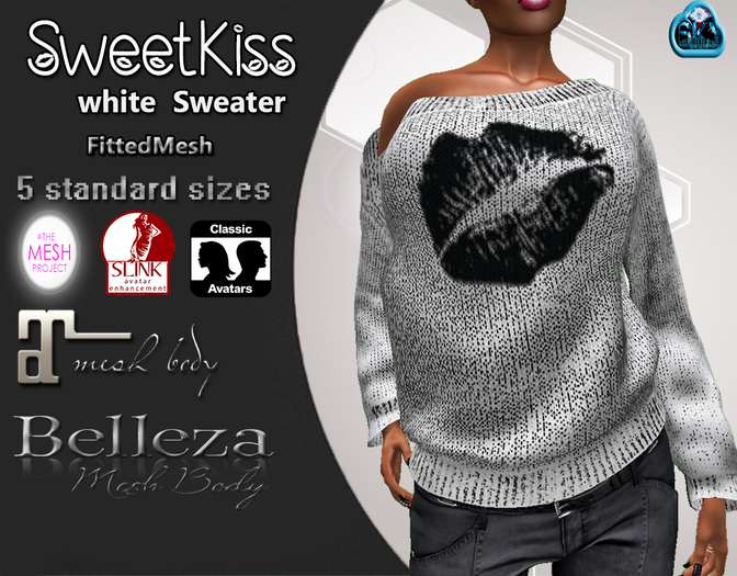 :::SweetKiss Sweater::::~White~