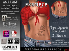 BodyCult Custom Tattoo Two Hearts One Love w. APP