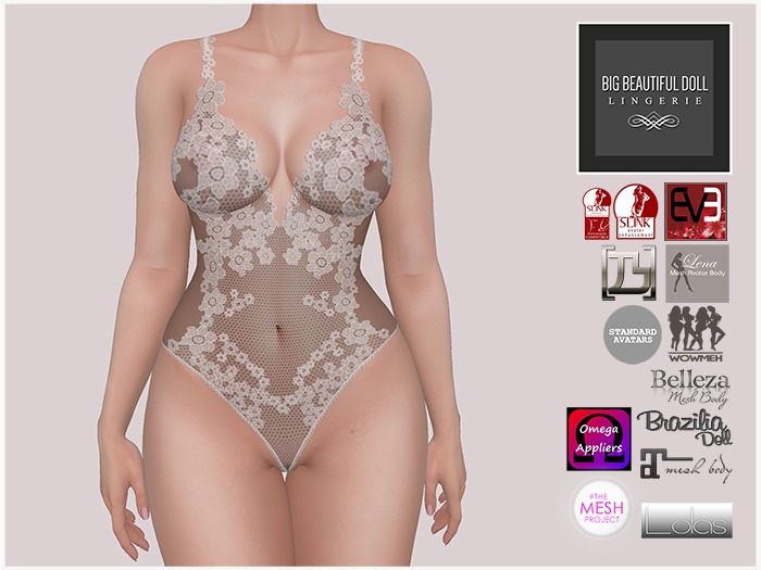 BigBeautifulDoll Sheer Bodysuit Ver.2 Lingerie White Maitreya TMP Belleza Slink Physique Hourglass Omega WowMeh Eve Lena