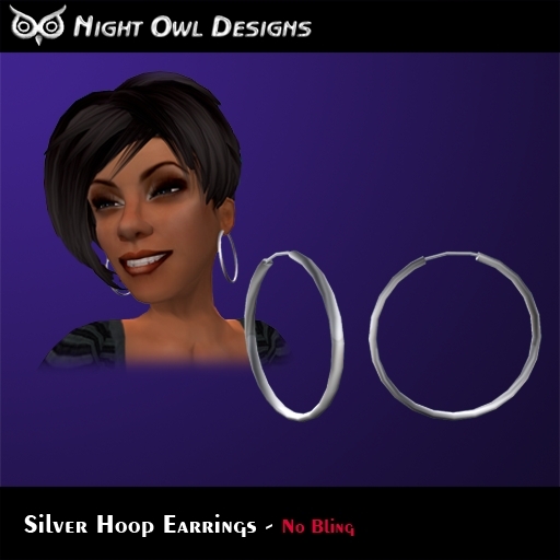 Night Owl Designs -  Silver Hoop Earrings