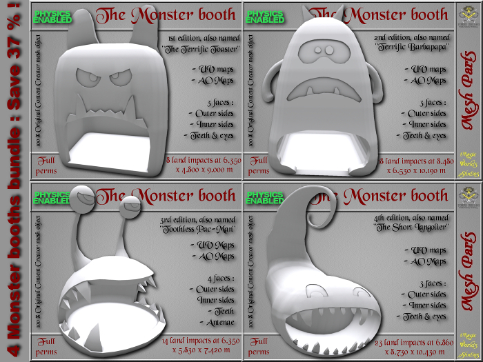 Monster booth bundle - 4 FULL PERMS Meshes