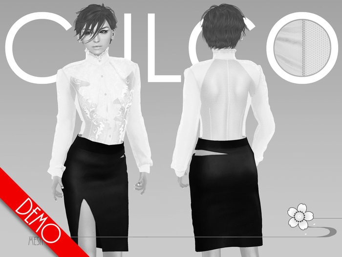 Demo -Culco- Sheer mesh blouse S2 - White Lace