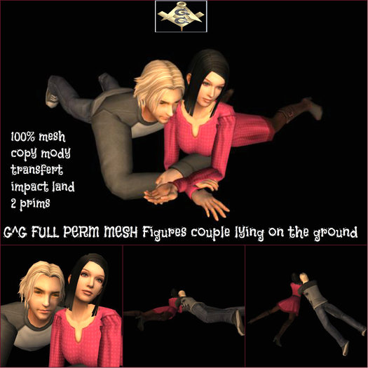 G^G FULL PERM MESH Figures couple lying on the ground