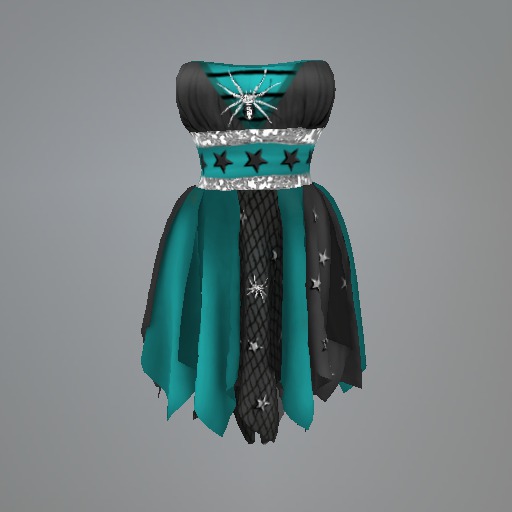 Teal Spider Magic Mesh Dress
