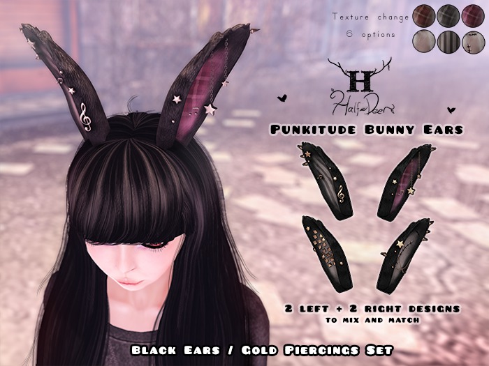 +Half-Deer+ Punkitude Bunny Ears - Set of 4[Black/Blk]