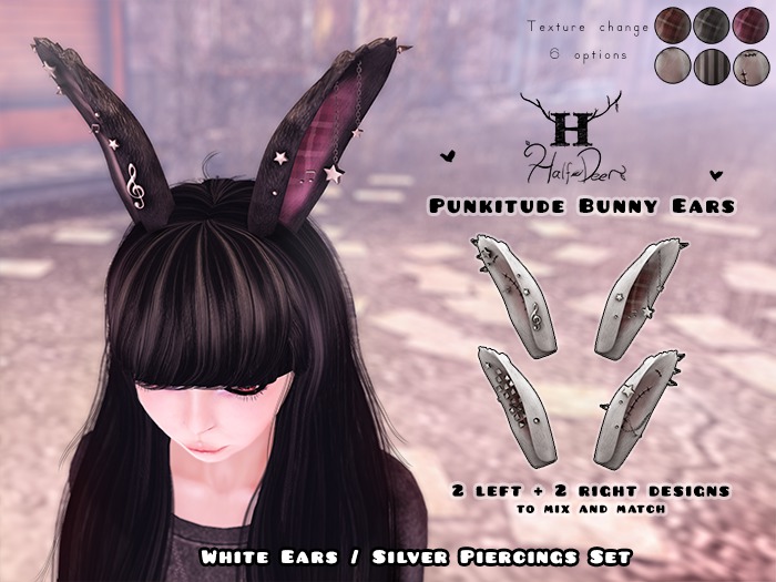 +Half-Deer+ Punkitude Bunny Ears [White/Silver]