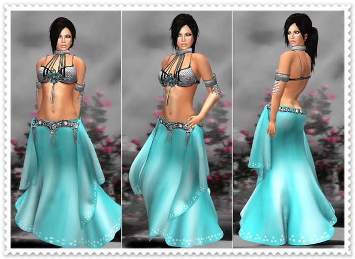 Mesh Belly Dance Costume Suri Teal