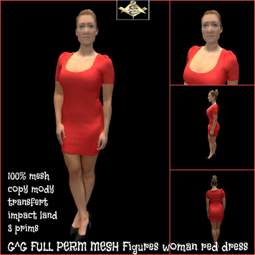 G^G FULL PERM MESH Figures woman red dress