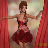 *GLITTER* EVE MINIDRESS-GOWN PARTIAL MESH RED