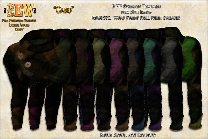 [SEW] FP Tex MI86872  Wrap Front Roll Neck Sweater Camo