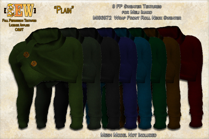 [SEW] FP Tex MI86872  Wrap Front Roll Neck Sweater Plain