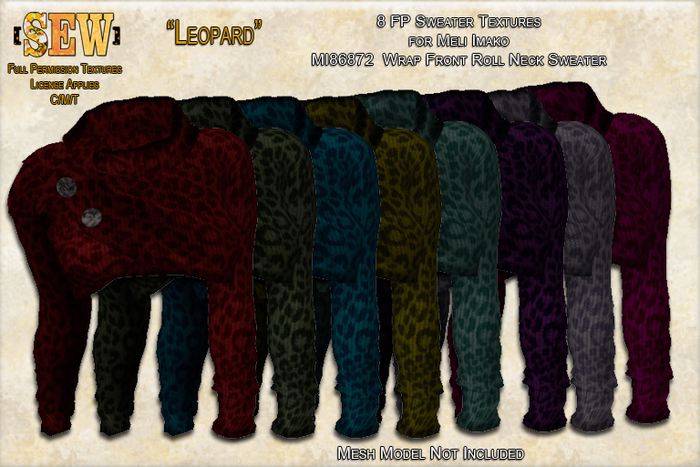 [SEW] FP Tex MI86872  Wrap Front Roll Neck Sweater  Leopard