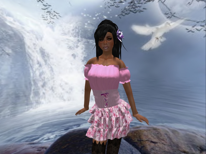 Mesh_ ##### Off Shoulder Front Laced Peasant Dress