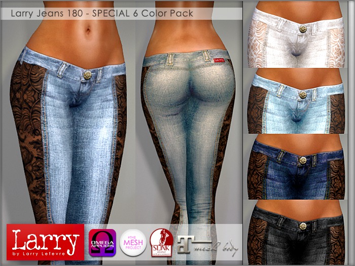 LARRY JEANS - 180 DENIM Lace Side Jeans - 6 Color Pack