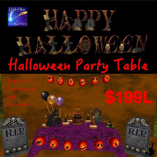 Halloween Party table with give items (boxed)