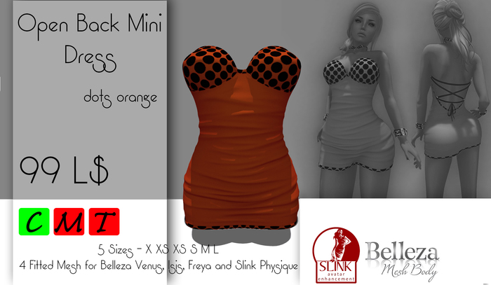 *Endless* Open Back Mini Dress dots orange