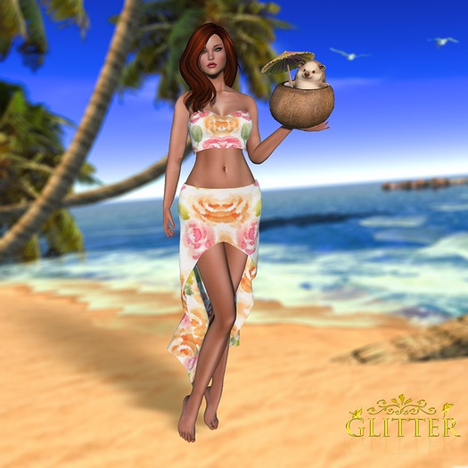 *GLITTER* HOPE FLOWERS MESH OUTFIT PINK ORANGE