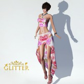 *GLITTER* HOPE FLOWERS MESH OUTFIT PINK