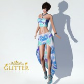 *GLITTER* HOPE FLOWERS MESH OUTFIT BLUE