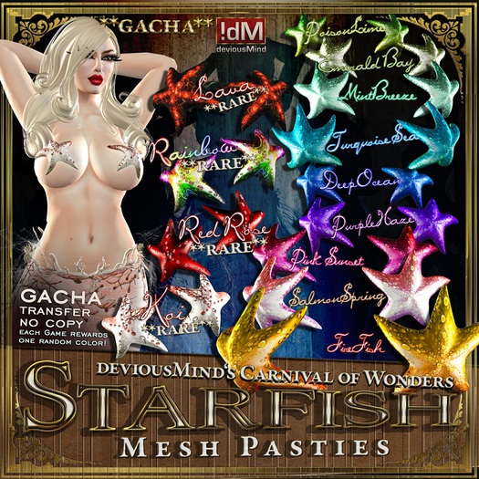 !dM deviousMind "StarfishPasties" **RAINBOW** (BOX) - RARE