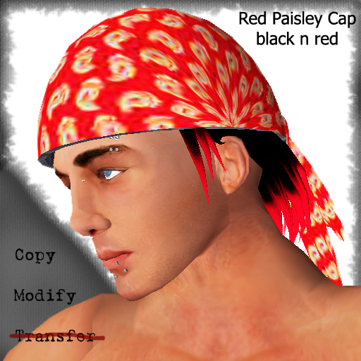 RH-Red Paisley , black n red hair