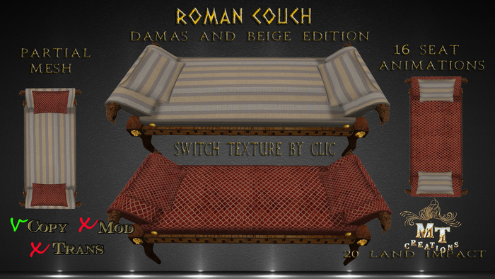 roman couch boxed beige/damas