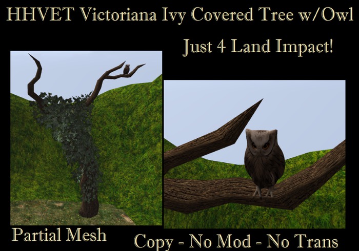 HHVET Victoriana Ivy Covered Tree w/Owl