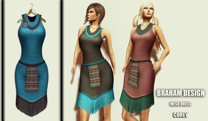 Braham Design Blue Corey Dress Mesh