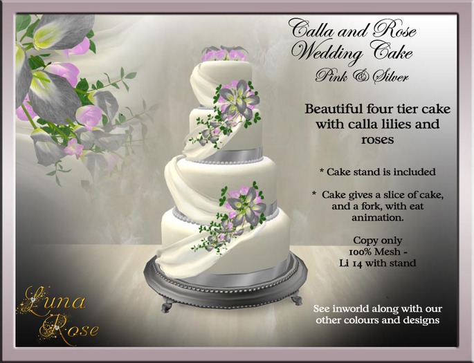 Calla & Rose cake - Pink & Purple