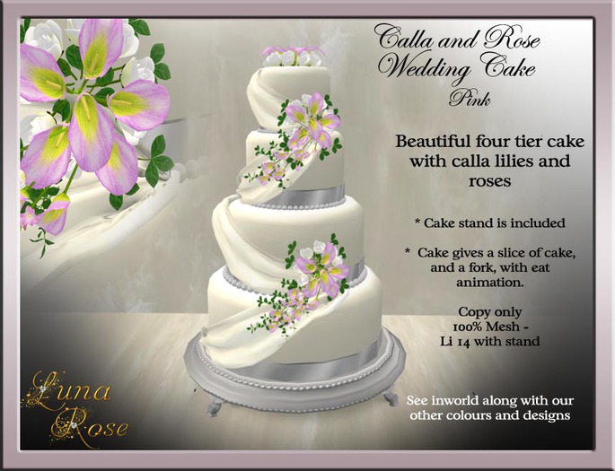 Calla & Rose cake - Pink & Purple