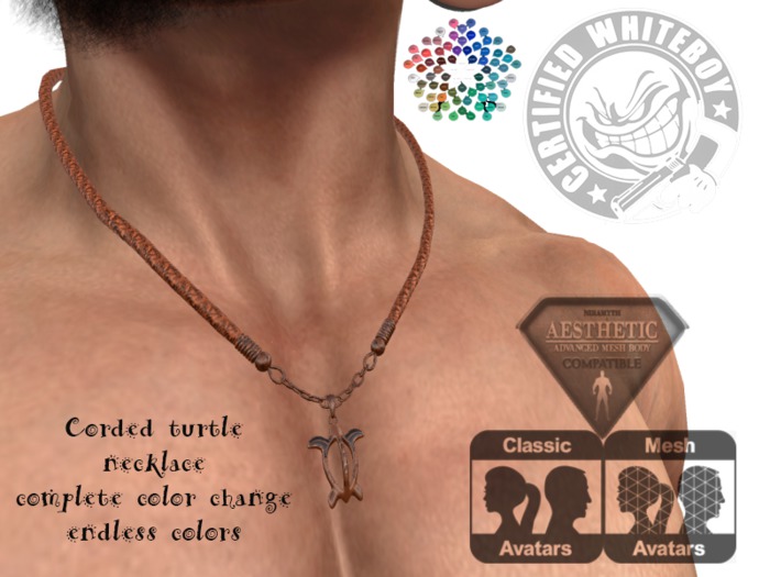 Crazy White Boy ~Necklace _Black Corded