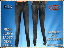 K13 MESH JEANS LADY'S SEXY BLACK